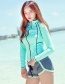 Sexy Blue Long Sleeves Design Casual Swimsuit(3pcs)