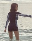Sexy White+black Stripe Pattern Design Long Sleeves Swimsuit
