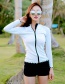 Sexy White+black Long Sleeves Design Color Matching Swimsuit(3pcs)