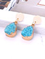 Fashion Blue Water Drop Shape Gemstone Decorated Earrings
