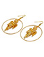 Elegant Gold Color Angel Pendant Decorated Pure Color Earrings