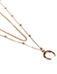 Elegant Gold Color Moon Pendant Decorated Double Layer Necklace