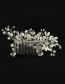 Elegant Silver Color Pearls&leaf Decorated Pure Color Hair Comb