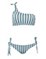Sexy Blue Stripe Pattern Design One-shoulder Swimsuit