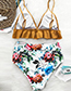 Sexy Multi-color Flowers Pattern Decorated Split Swimsuit