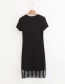 Fashion Black Round Neckline Design Pure Color Dress
