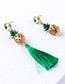 Fashion Green Pineapple Shape Decorated Tassel Earrings