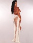Sexy Beige Hollow Out Design Pure Color Dress