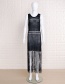 Fashion Black Tassel Decorated Pure Color Dress