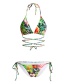 Sexy Green Off-the-shoulder Design Flower Pattern Swimwear(3pcs)