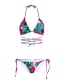 Sexy Multi-color Off-the-shoulder Design Flower Pattern Swimwear(3pcs)