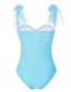 Sexy Blue Pure Color Decorated One-piece Swimwear