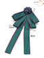 Fashion Green Flower Pattern Decorated Bowknot Brooch