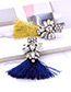 Fashion Navy Water Drop Shape Decorated Earrings