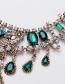 Fashion Gold Color+green Full Diamond Decorated Necklace