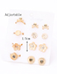 Fashion Gold Color Flower&skull Shape Decorated Earrings&Rings (12 Pcs )