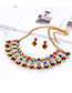 Fashion Champagne Full Diamond Design Hollow Out Jewelry Sets