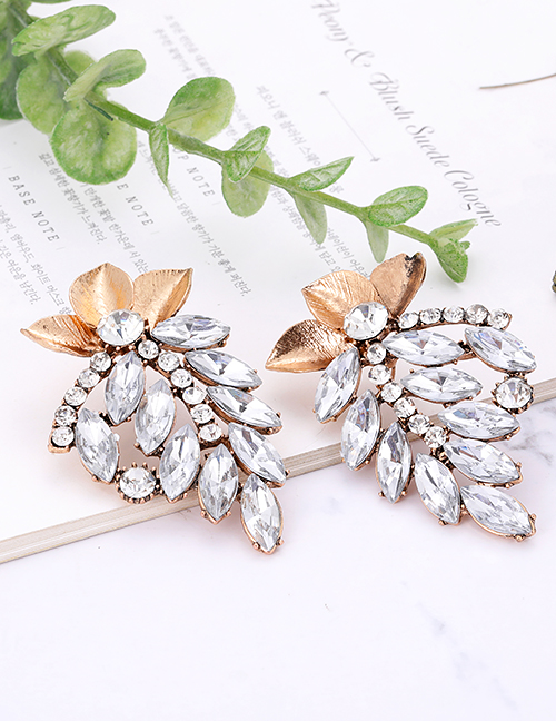 Fashion Light Blue+gold Color Flower Shape Decorated Earrings