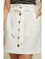 Fashion White Button Decorated Pure Color Skirt