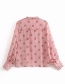 Elegant Pink Dots Pattern Decorated Long Sleeves Shirt
