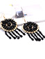 Vintage Black Flower Decorated Tassel Earrings