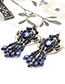 Vintage Navy Full Beads Decorated Tasel Earrings
