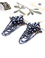Vintage Navy Flower Shape Design Tassel Earrings
