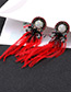 Vintage Red Feather Decorated Long Tassel Earrings