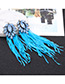 Vintage Blue Pure Color Design Long Tassel Earrings