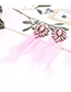 Vintage Pink Pure Color Design Long Tassel Earrings