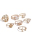 Elegant Gold Color Oval Shape Gemstone Decorated Ring(7pcs)
