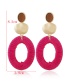 Elegant Plum Red Oval Shape Design Hand-woven Earrings