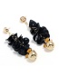 Elegant Black Pearls Decorated Long Earrings