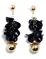 Elegant Black Pearls Decorated Long Earrings
