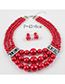 Fashion Red Pure Color Decorated Jewelry Set