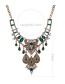 Elegant Silver Color Gemstone Decorated Hollow Out Necklace