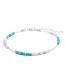 Elegant Blue+white Beads Decorated Color Matching Anklet