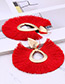 Elegant Red Water Drop Shape Design Tassel Earrings