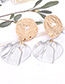 Elegant Gold Color+silver Color Leaf Shape Design Color Matching Earrings