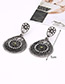 Elegant Antique Silver Diamond Decorated Hollow Out Earrings