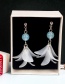Elegant White Petal&pearls Decorated Long Earrings
