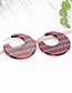 Fashion Red Stripe Pattern Decorated Round Shape Earrings