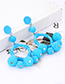 Fashion Blue Full Pearls Decorated Round Shape Earrings