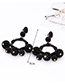 Fashion Black Full Pearls Decorated Round Shape Earrings