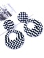 Elegant Black+white Grid Pattern Design Round Shape Earrings