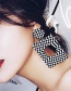 Elegant Black+white Grid Pattern Design Hollow Out Earrings