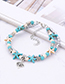 Fashion Blue Leaf&starfish Decorated Double Layer Bracelet