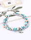 Fashion Blue Starfish&beads Decorated Double Layer Bracelet
