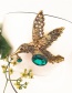 Vintage Gold Color Bird&gemstone Decorated Brooch