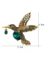 Vintage Gold Color Bird&gemstone Decorated Brooch